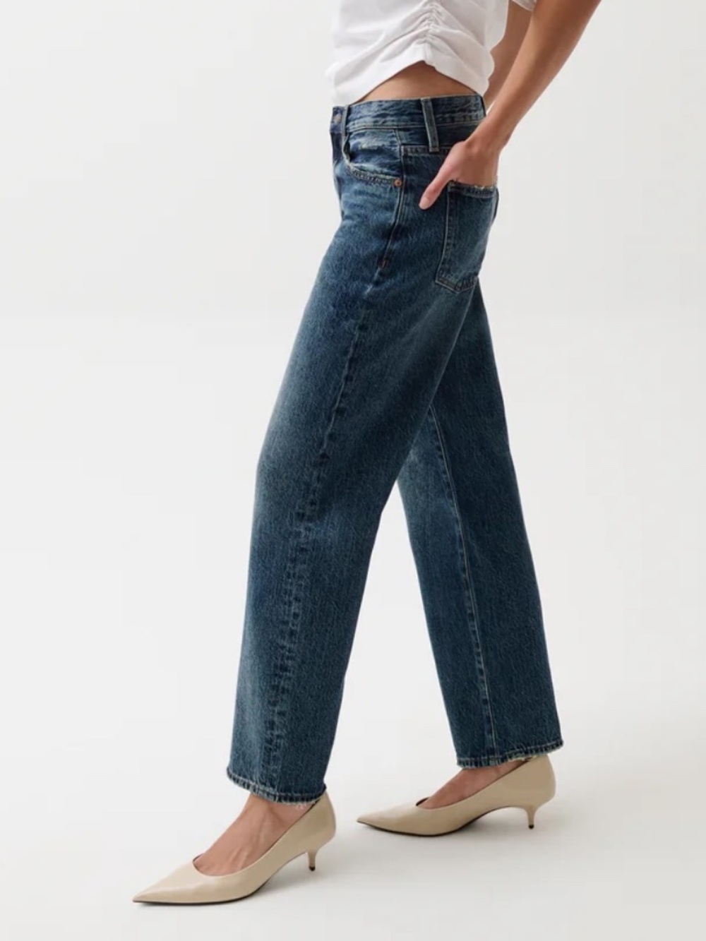 Pistola Lexi Mid-Rise Bowed Straight-Leg Jeans in Artisan Wash Size 30 - Picture 2 of 9